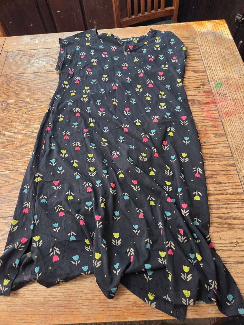 Gudrun Sjoden Black&multi color tulip dress sz Small